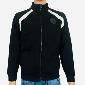 IQ Lion Athletics black sports activewear track jacket zip pockets logo Men M